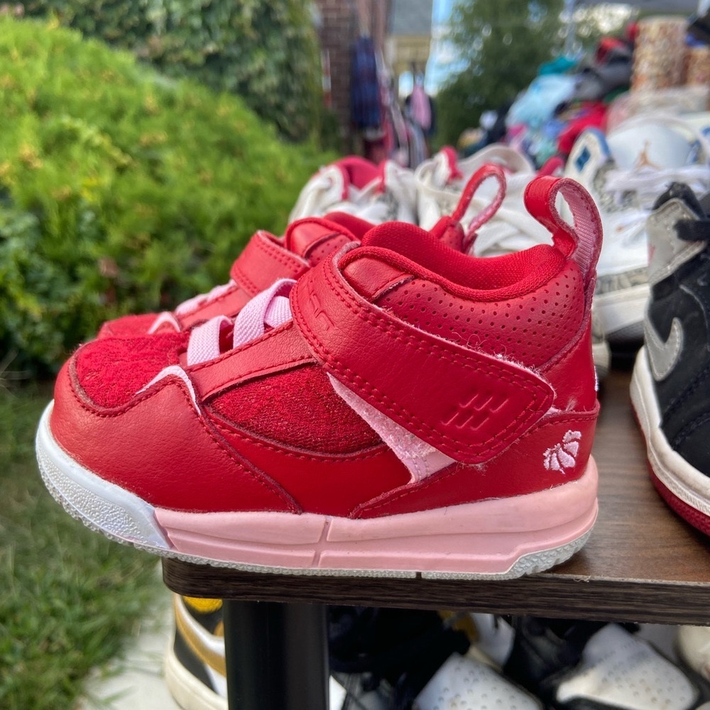 Jordan Kids Red and Pink Sneakers
